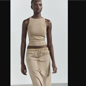 NWT ZARA WASHED EFFECT HALTER TOP SAND